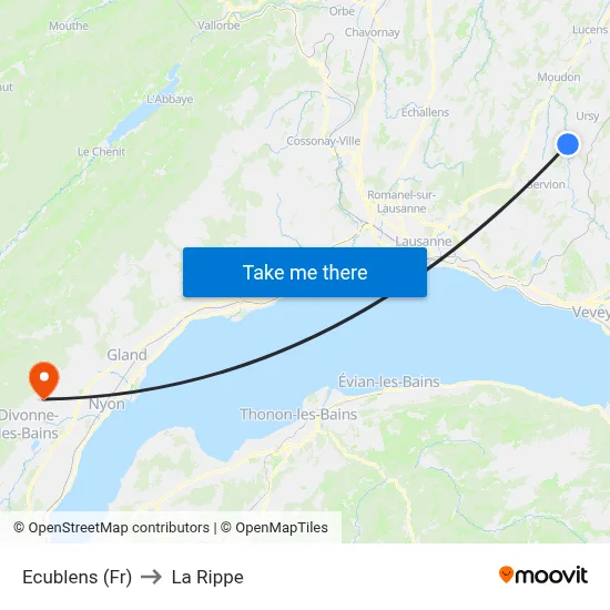 Ecublens (Fr) to La Rippe map