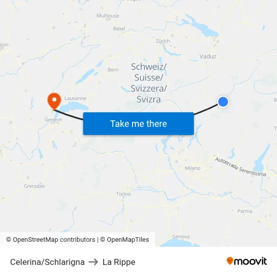 Celerina/Schlarigna to La Rippe map