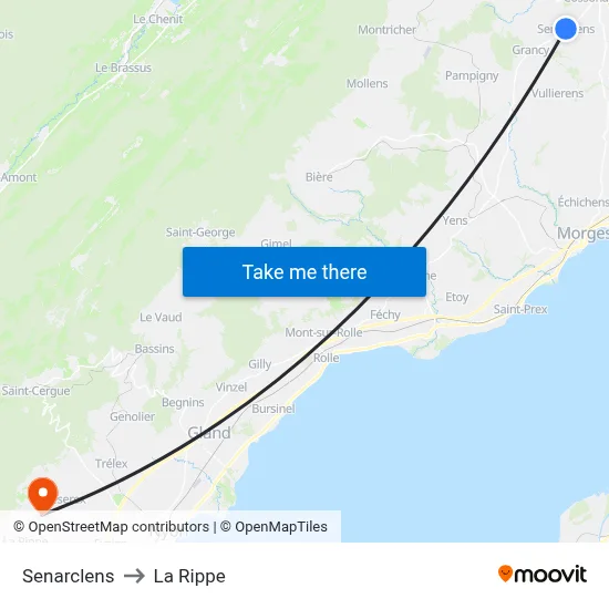 Senarclens to La Rippe map