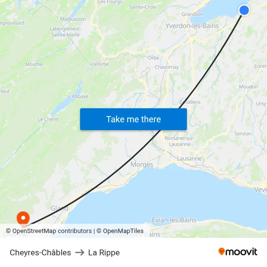 Cheyres-Châbles to La Rippe map