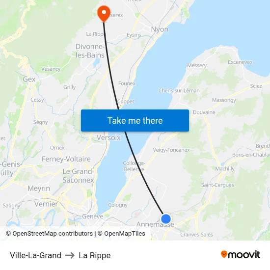 Ville-La-Grand to La Rippe map