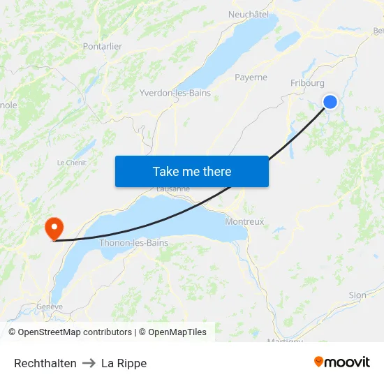 Rechthalten to La Rippe map