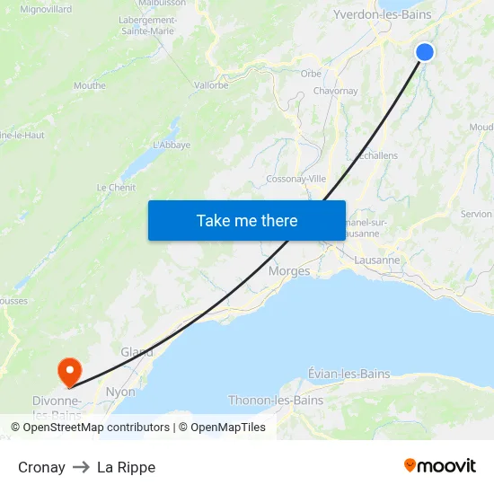 Cronay to La Rippe map