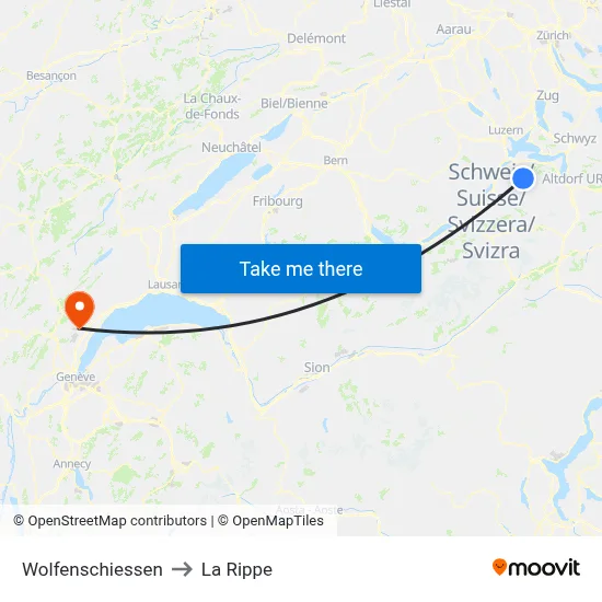 Wolfenschiessen to La Rippe map