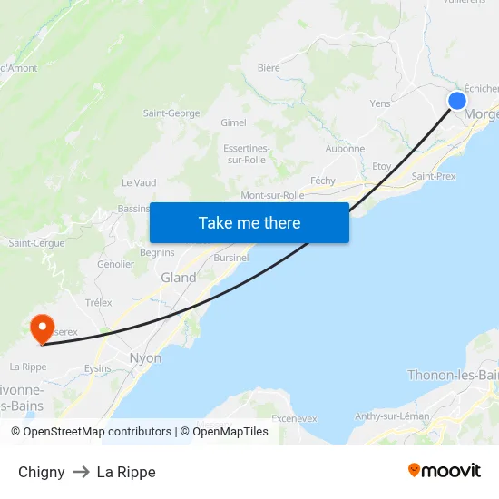 Chigny to La Rippe map