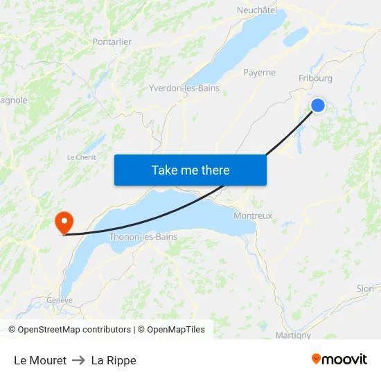 Le Mouret to La Rippe map