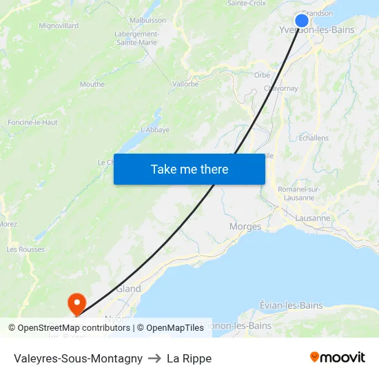 Valeyres-Sous-Montagny to La Rippe map