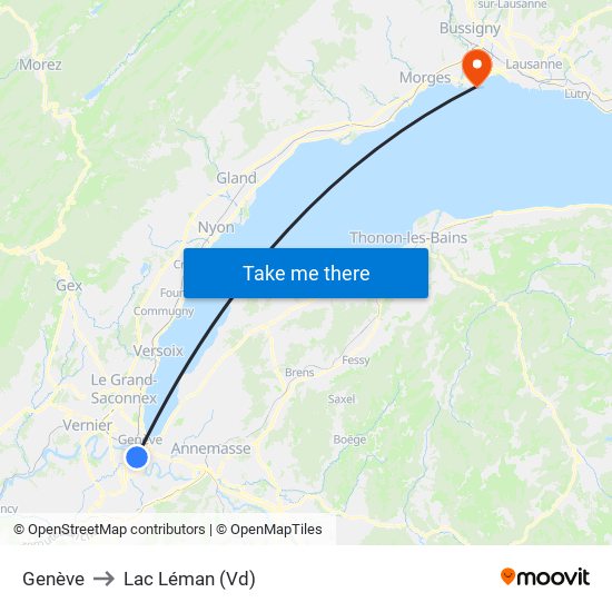 Genève to Lac Léman (Vd) map