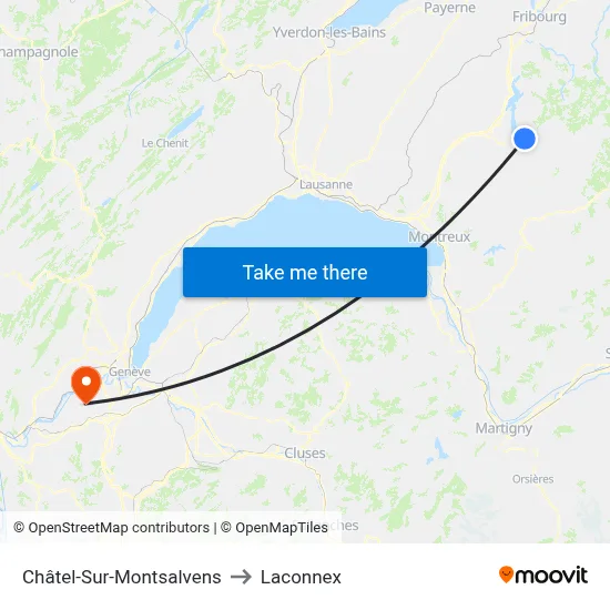 Châtel-Sur-Montsalvens to Laconnex map