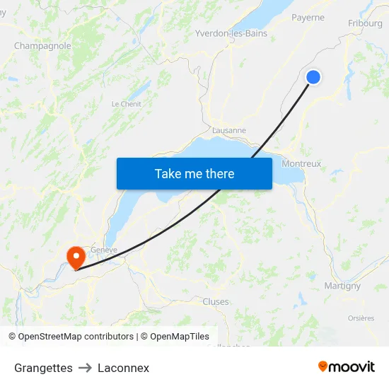 Grangettes to Laconnex map