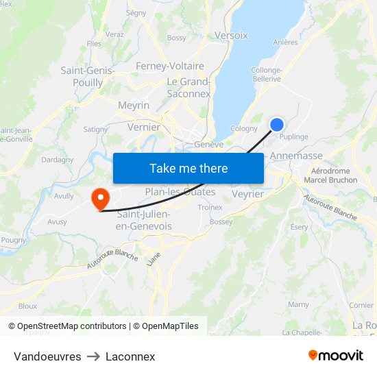 Vandoeuvres to Laconnex map