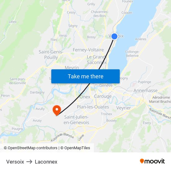 Versoix to Laconnex map