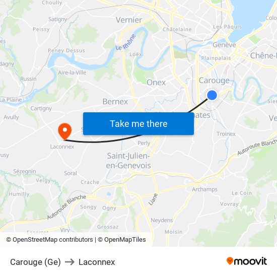 Carouge (Ge) to Laconnex map