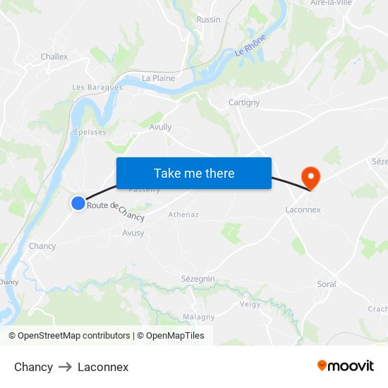 Chancy to Laconnex map