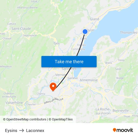 Eysins to Laconnex map
