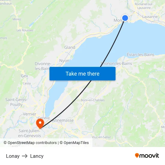 Lonay to Lancy map