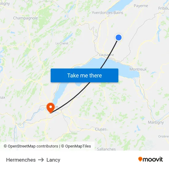 Hermenches to Lancy map