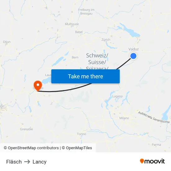 Fläsch to Lancy map