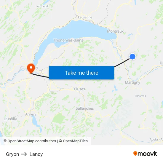 Gryon to Lancy map