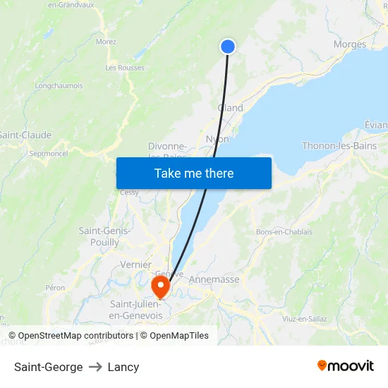 Saint-George to Lancy map