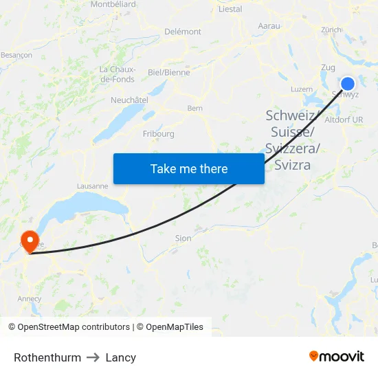 Rothenthurm to Lancy map