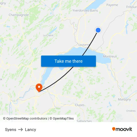 Syens to Lancy map