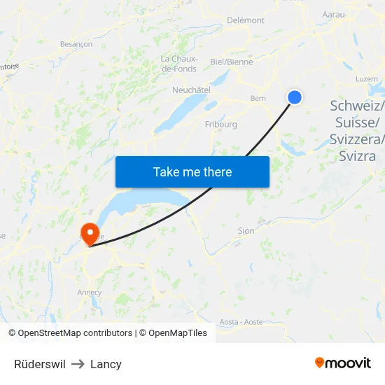 Rüderswil to Lancy map