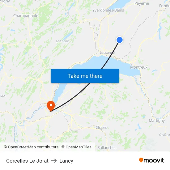 Corcelles-Le-Jorat to Lancy map