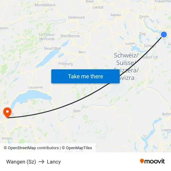 Wangen (Sz) to Lancy map