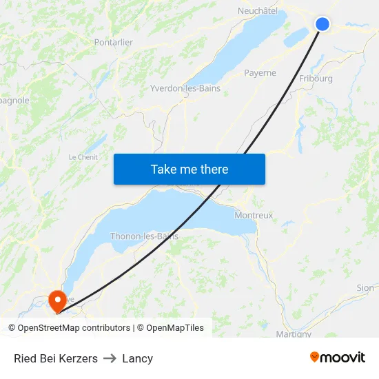 Ried Bei Kerzers to Lancy map