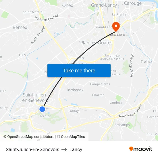 Saint-Julien-En-Genevois to Lancy map