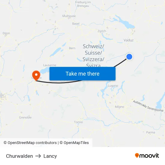 Churwalden to Lancy map