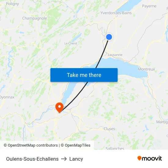 Oulens-Sous-Echallens to Lancy map