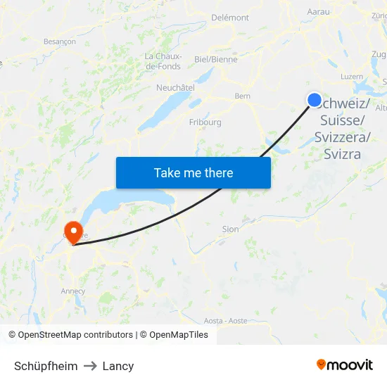 Schüpfheim to Lancy map