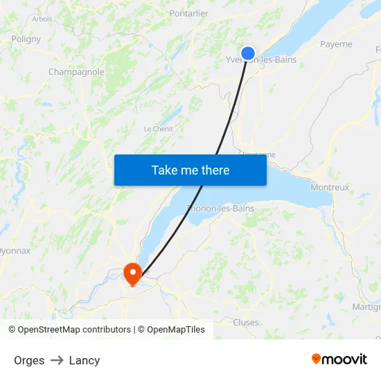 Orges to Lancy map