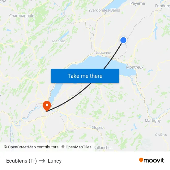 Ecublens (Fr) to Lancy map