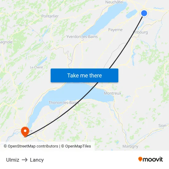 Ulmiz to Lancy map