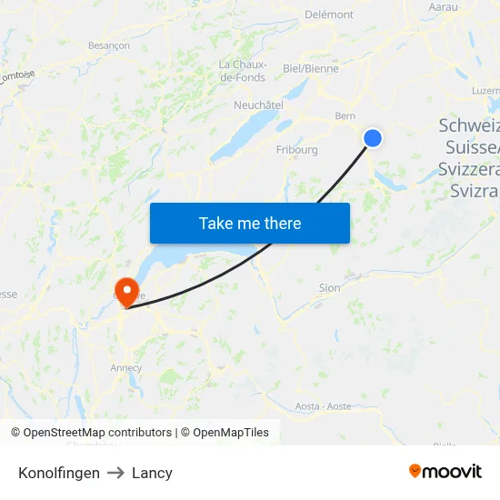 Konolfingen to Lancy map