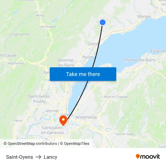 Saint-Oyens to Lancy map