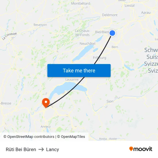 Rüti Bei Büren to Lancy map