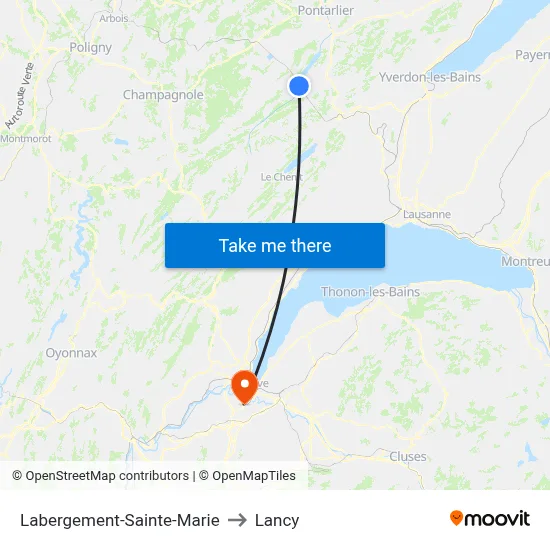 Labergement-Sainte-Marie to Lancy map