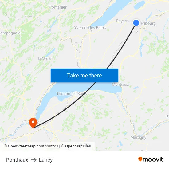 Ponthaux to Lancy map