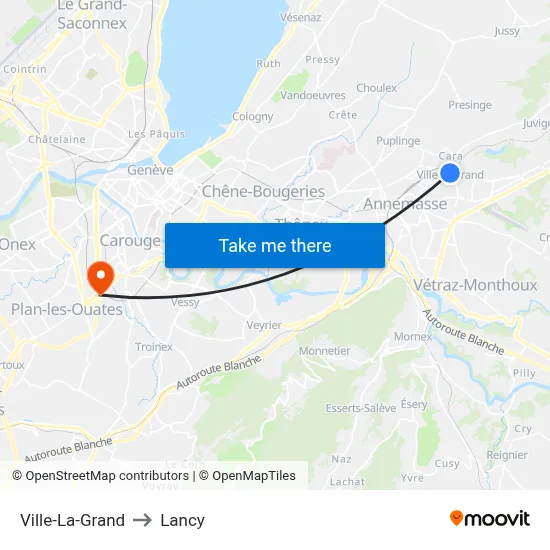 Ville-La-Grand to Lancy map
