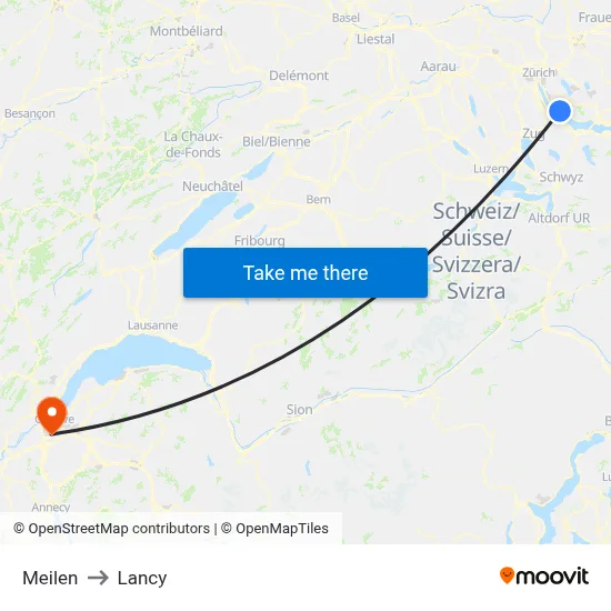 Meilen to Lancy map