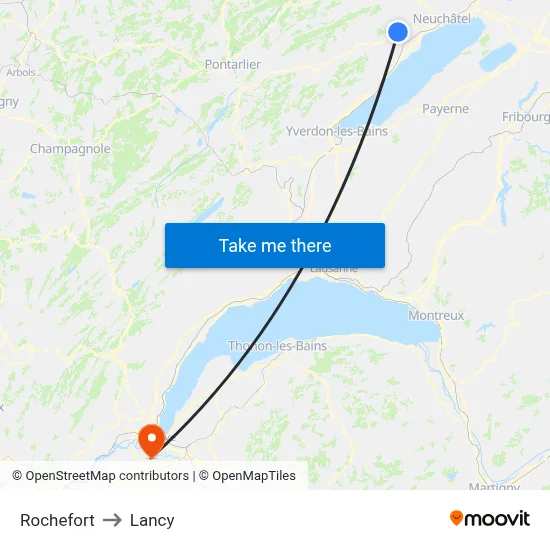 Rochefort to Lancy map