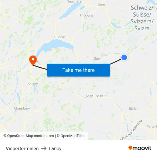 Visperterminen to Lancy map