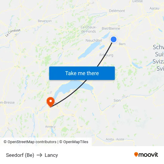 Seedorf (Be) to Lancy map