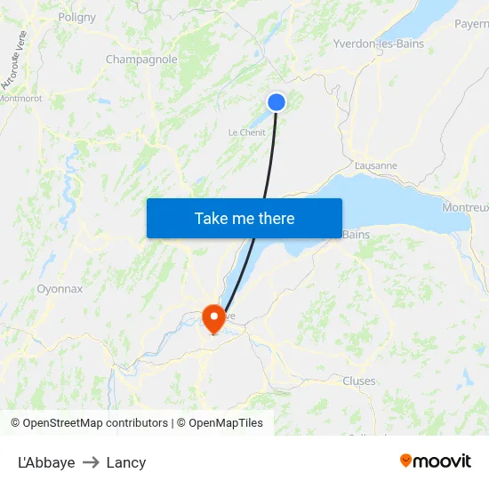 L'Abbaye to Lancy map
