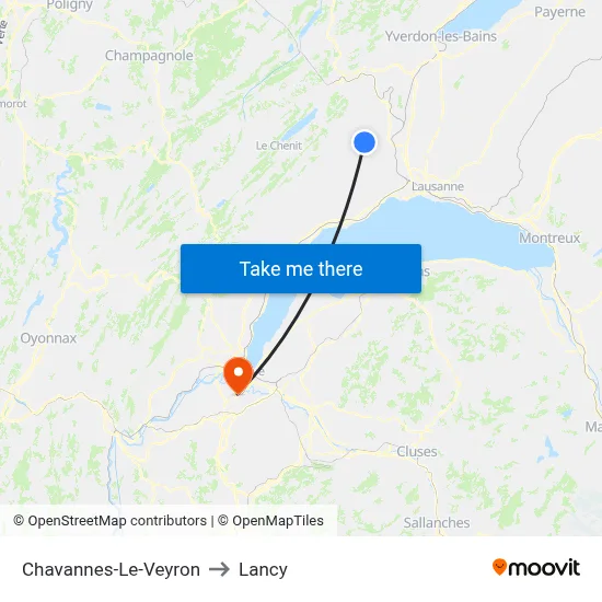 Chavannes-Le-Veyron to Lancy map