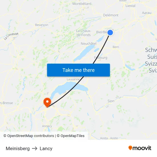 Meinisberg to Lancy map